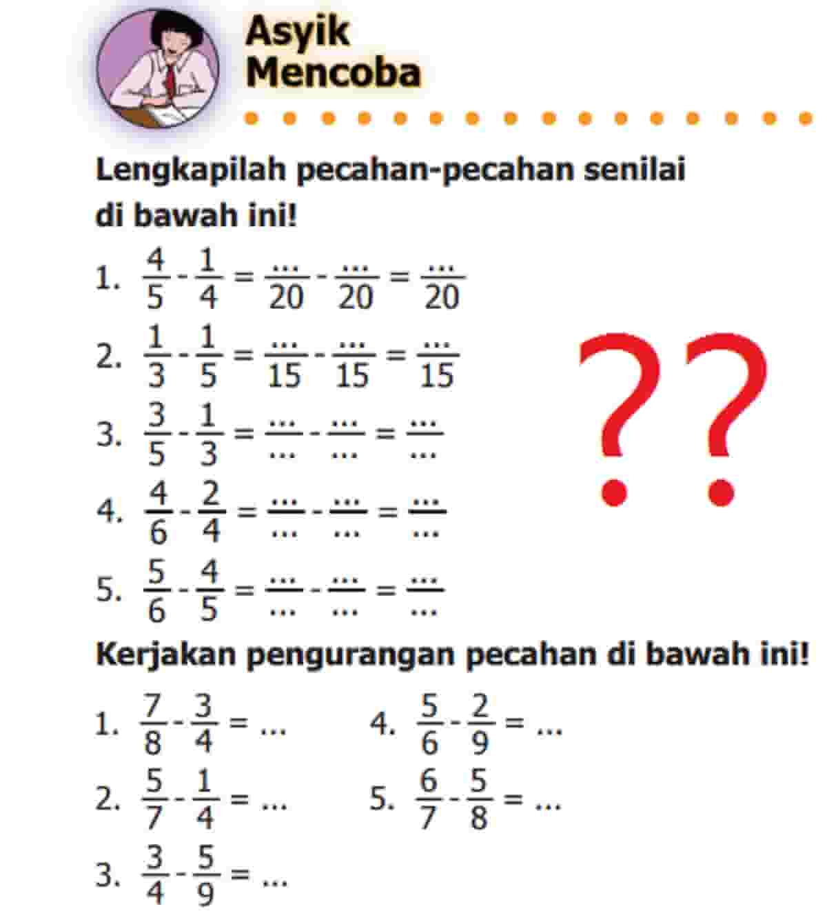 Matematika Kelas 5 Pecahan Campuran - Piffle me Matematika Kelas 5 Pecahan Campuran - Piffle me